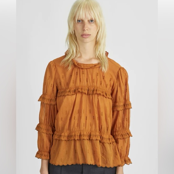 . Isabel etoile Marant eyelet blouse with ruffled details. - Picture 1 of 6